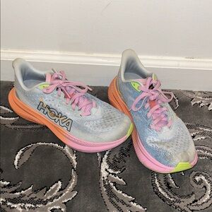 Hoka Pastel Blue and Pink Running Shoes